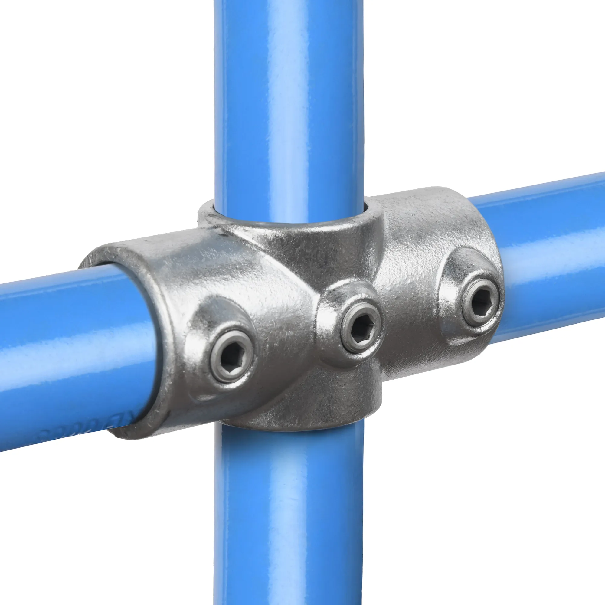 27mm OD Tube A27 x 119 Cross 2 Socket Galvanised Tube Fittings