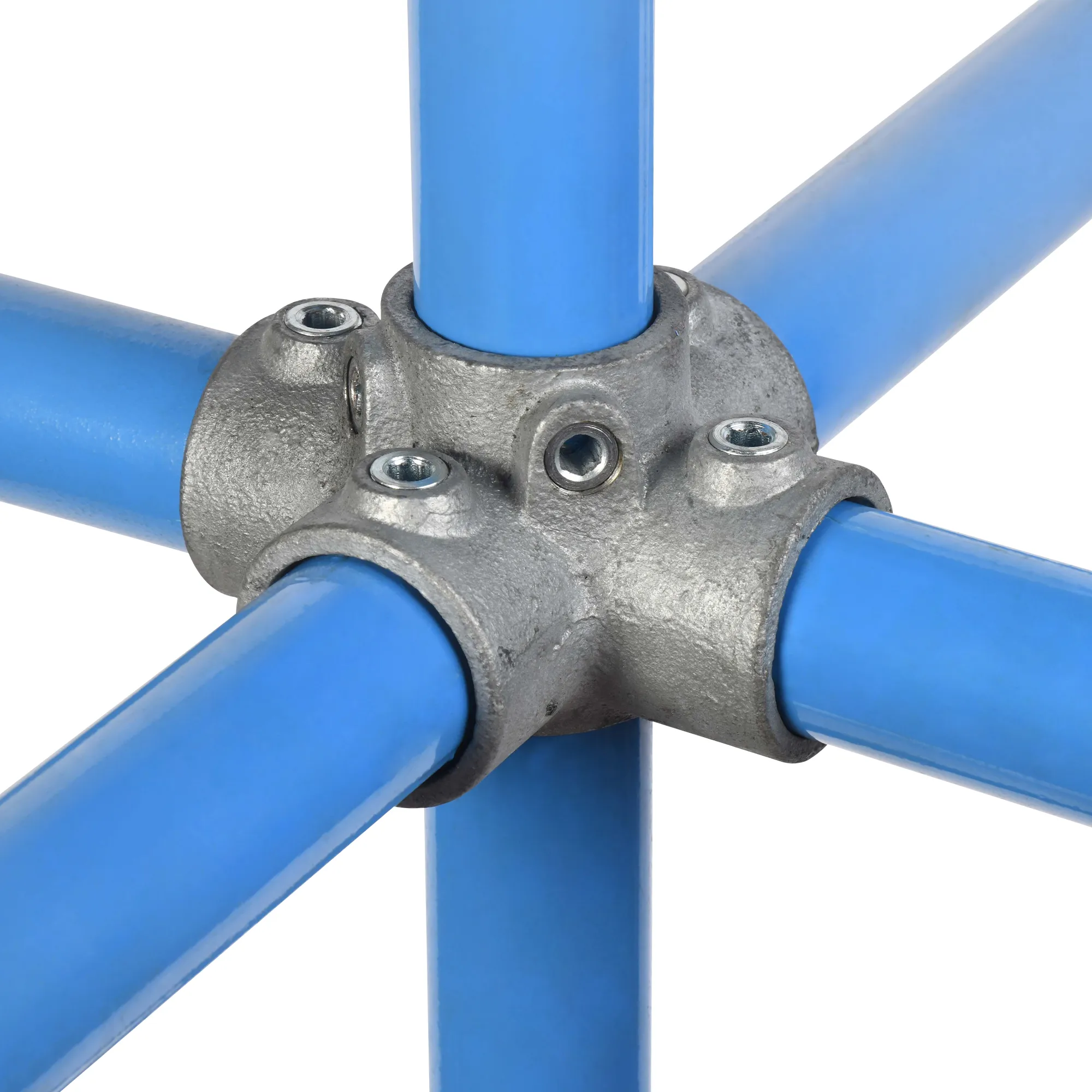 27mm OD Tube A27 x 158 Centre Cross 4 Way Galvanised Tube Fittings